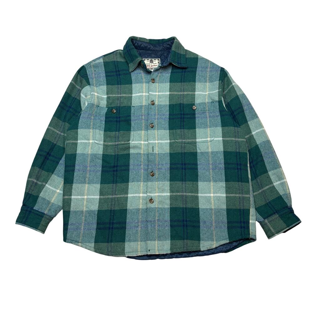 Vintage GAP CPO Flannel Plaid Wool Blend Quilted Jacket Medium Utility Workwear